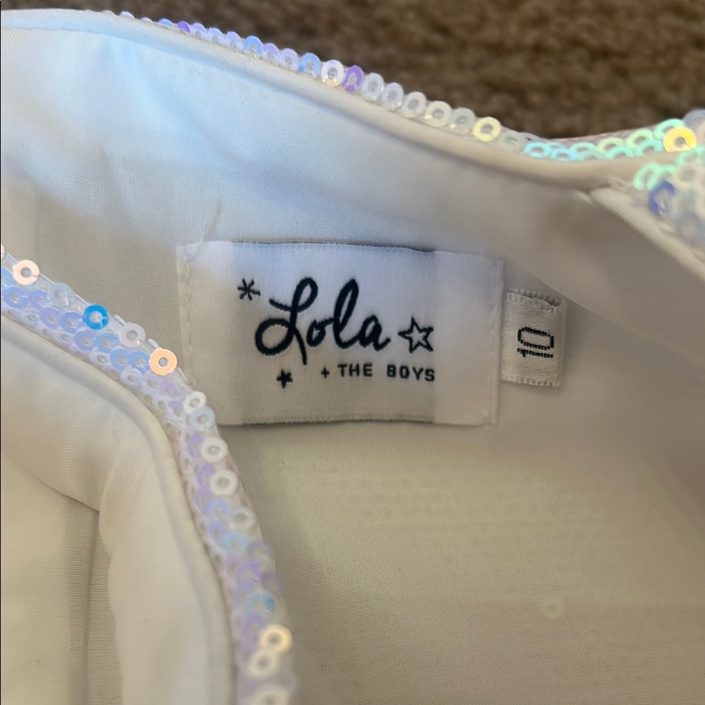 Girls' Lola and the Boys Shimmering Sequin Dress with Star Accents - Picture 3 of 4